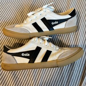 Gola Classic White and Black Canvas Sneakers, size 7.5 RUNS BIG